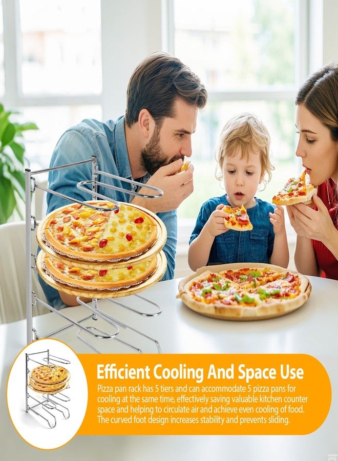AshKiz Pizza Rack, Pizza Pan Rack, 5 Tier Stainless Steel Pizza Riser, Compact and Convenient Design for Easy Storage Multiple Pizzas pan 10.43" L x 8.52" W x 13" H - Image 5