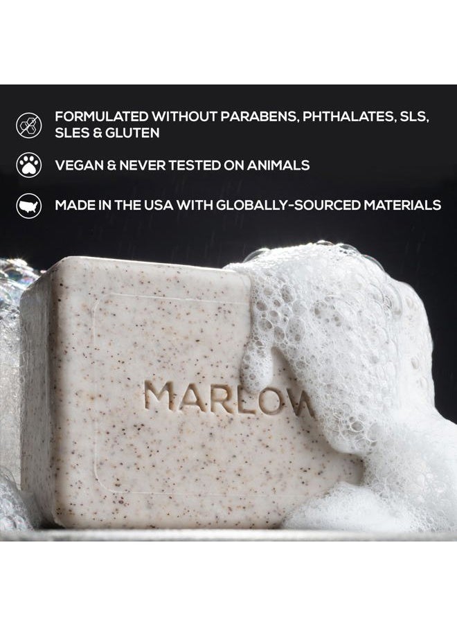 MARLOWE. M BLEND No. 102 Men's Body Scrub Soap 7 oz (3 Bars) Warm Santal Scent, Best Exfoliating Bar for Men, Made with Natural Ingredients, Apricot Seed Powder, Shea Butter, Olive Oil, Green Tea Extracts  - Image 4