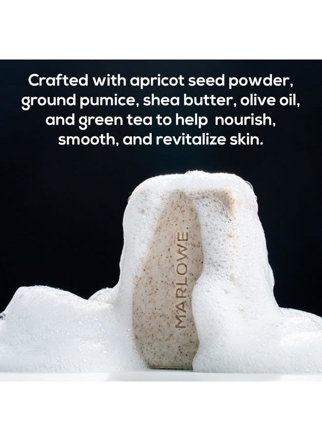 MARLOWE. M BLEND No. 102 Men's Body Scrub Soap 7 oz (3 Bars) Warm Santal Scent, Best Exfoliating Bar for Men, Made with Natural Ingredients, Apricot Seed Powder, Shea Butter, Olive Oil, Green Tea Extracts  - Image 2