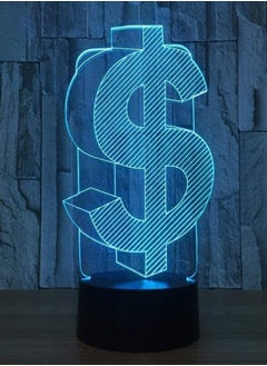 الثقة كي مصباح طاولة ثلاثي الأبعاد على شكل علامة الدولار 7 ألوان متغيرة وديكور حفلات فلاش LED ضوء ليلي للعملات هدية الدولار althiqahkey  - Image 2