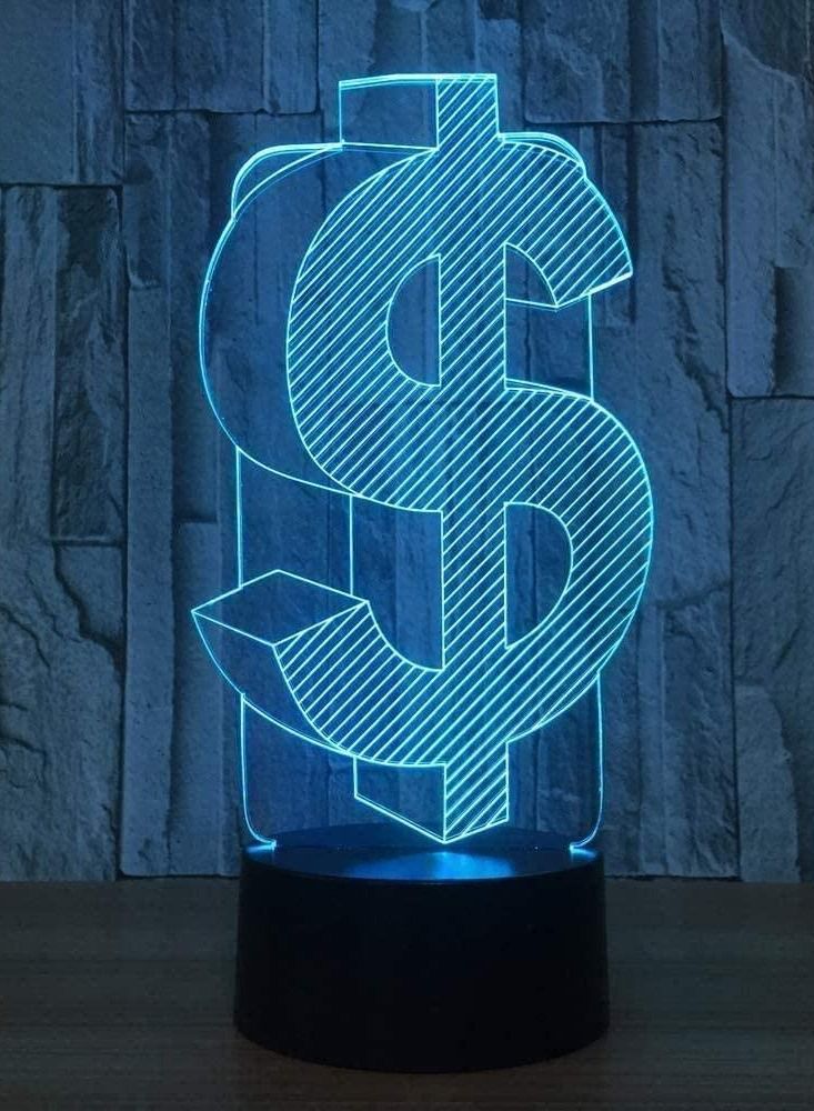 althiqahkey 3D Dollar Sign Shape Table Lamp 7 Color Changing Flash Party Decor Led Currency Night Light Gift Dollar althiqahkey - Image 2