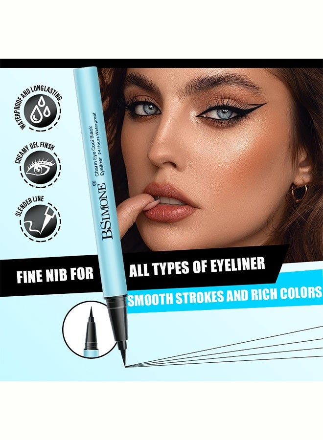 BSIMONE Charm Eye Cool Black 24 Hours Waterproof Long-Lasting Eyeliner, Quick-Drying Smudge-Proof Precision Liquid Eyeliner, Black - Image 4