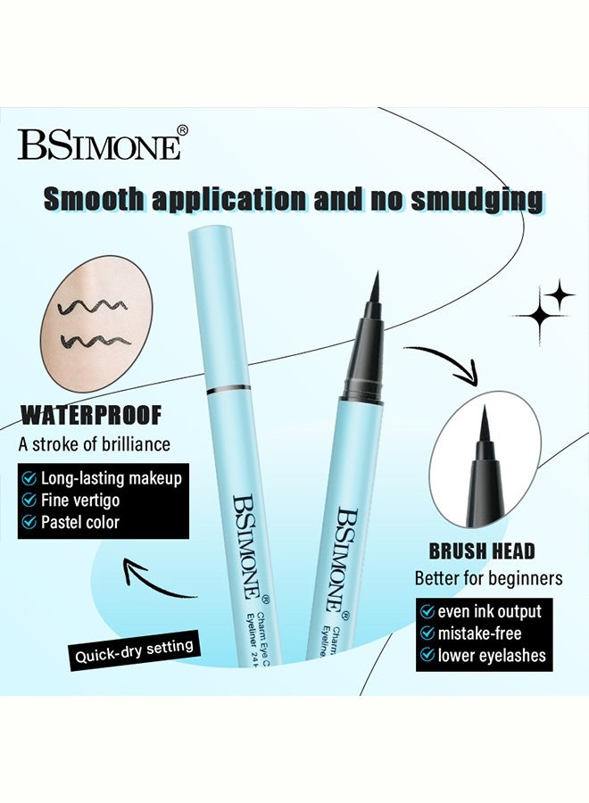 BSIMONE Charm Eye Cool Black 24 Hours Waterproof Long-Lasting Eyeliner, Quick-Drying Smudge-Proof Precision Liquid Eyeliner, Black - Image 5