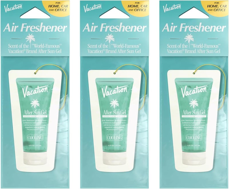 VACATION After Sun Gel Hanging Air Freshener, World Famous Signature Scent, Deodorizer for Car, Home & Office (Pack of 3) - Image 1