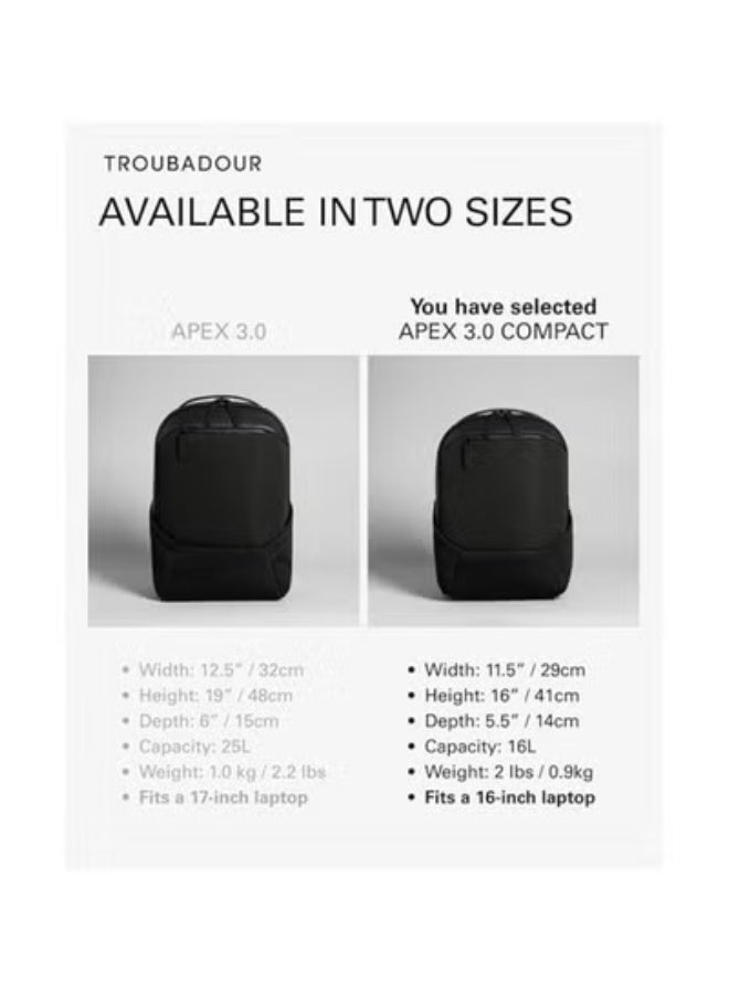 Troubadour Apex Compact Backpack 3.0 Premium Versatile Backpack Made of Lightweight, Waterproof Great for Travel, Work, the Gym, Sports, Black - Image 4