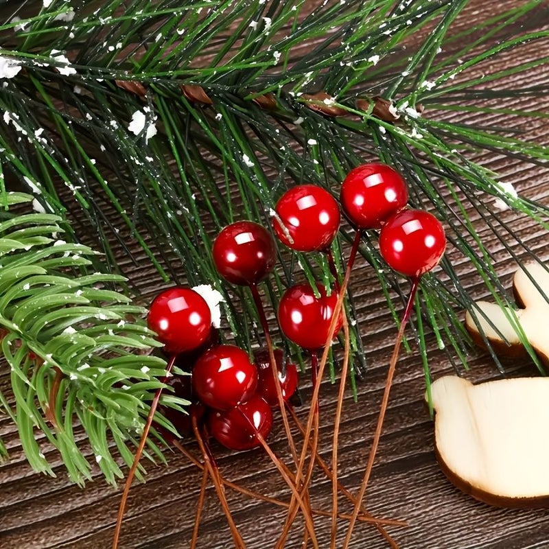 55 Realistic Red Holly Berries 55pcs Maintenance Free Hanging Decor with Wire Stems - Image 5