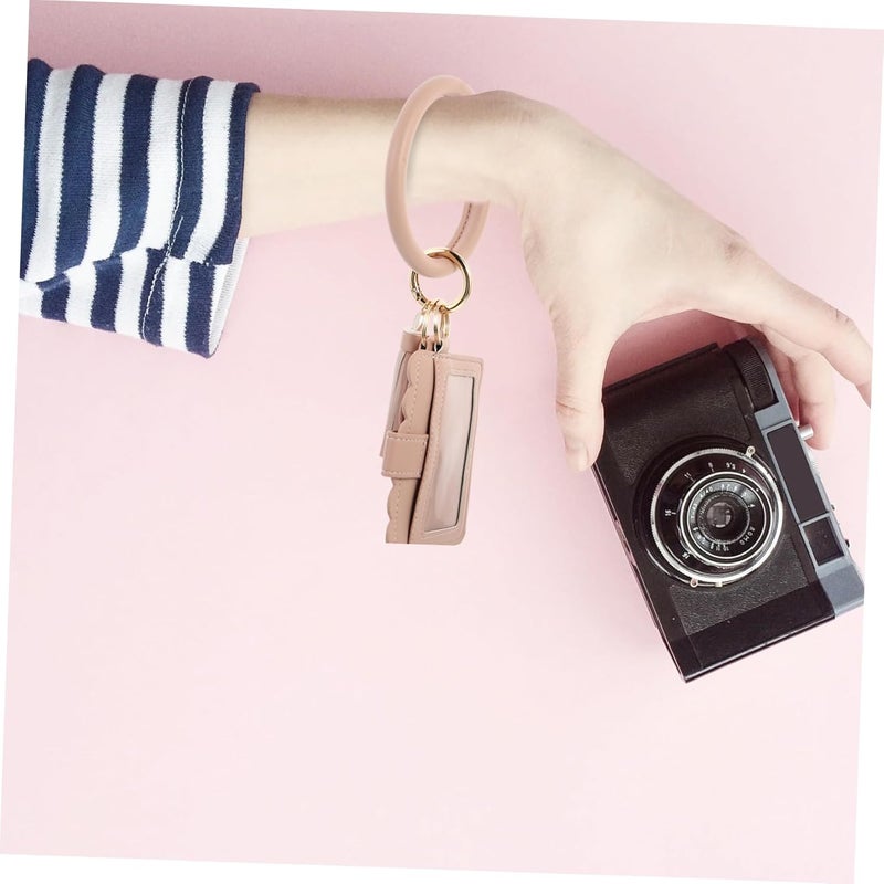 PU Leather Lipstick Case with Keychain and Bracelet Stylish Travel Lip Balm Pouch Holder for Cards RFID Blocking Compact Design for Women - Image 2