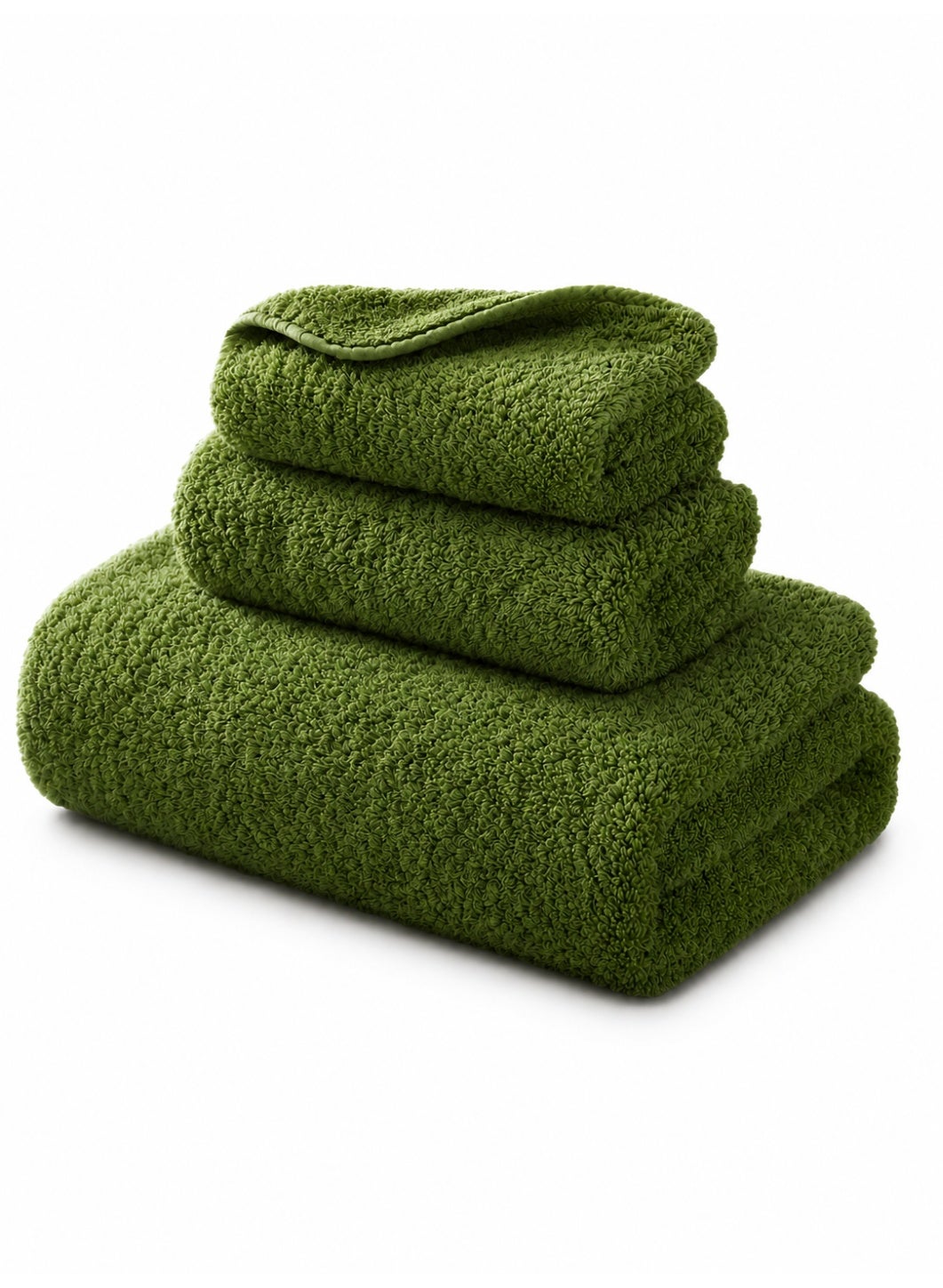 Premium 3-Piece Long-Staple Cotton Towel Set, 1045 g – Extra-Thick, Ultra-Soft, Skin-Friendly, Highly Absorbent, Lint-Free & Quick-Dry Bath, Hand and Face Towels for Babies, Kids & Adults，Gift，Green