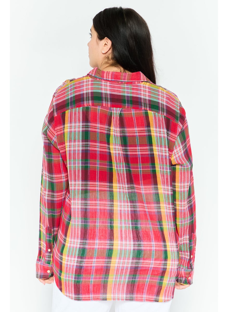 Women Spread Collar Long Sleeve Plaid Top, Red Combo - pzsku/Z4771FF2144BC66BD861AZ/45/_/1738850726/4bd6b34f-ccb1-447e-933a-4e0968c834eb