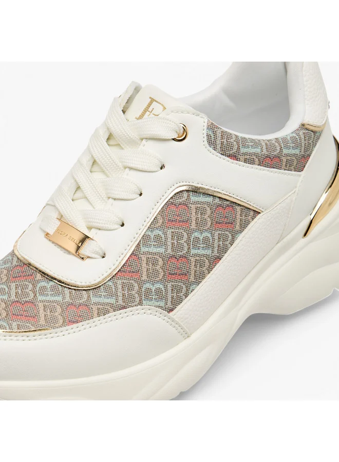 Flora Bella By Shoexpress Women's Monogram Print Lace-Up Sneakers