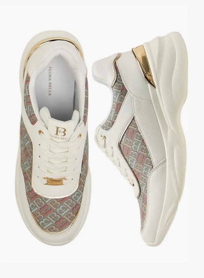 Flora Bella By Shoexpress MULTICOLOUR Women's Monogram Print Lace-Up Sneakers for Women | Best Price UAE