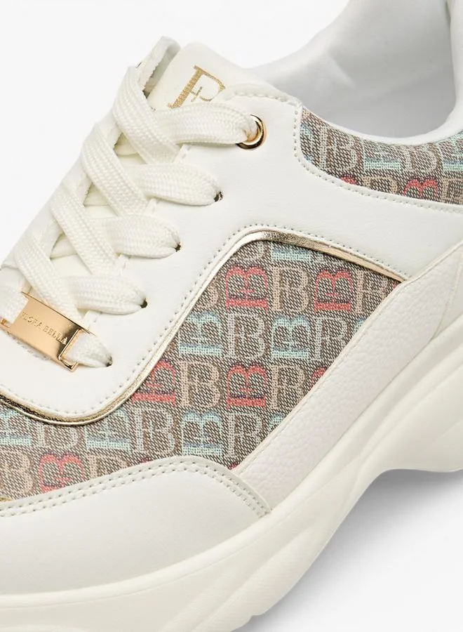 Flora Bella By Shoexpress MULTICOLOUR Women's Monogram Print Lace-Up Sneakers for Women | Best Price UAE