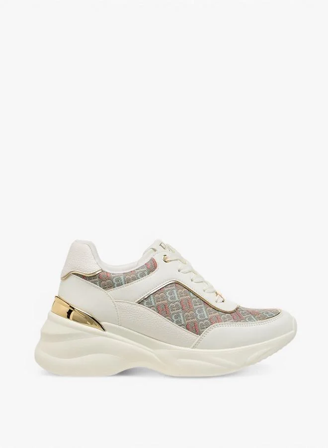 Flora Bella By Shoexpress MULTICOLOUR Women's Monogram Print Lace-Up Sneakers for Women | Best Price UAE