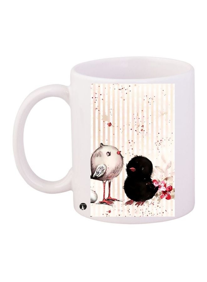 Chick Printed Coffee Mug White/Black/Grey 11ounce
