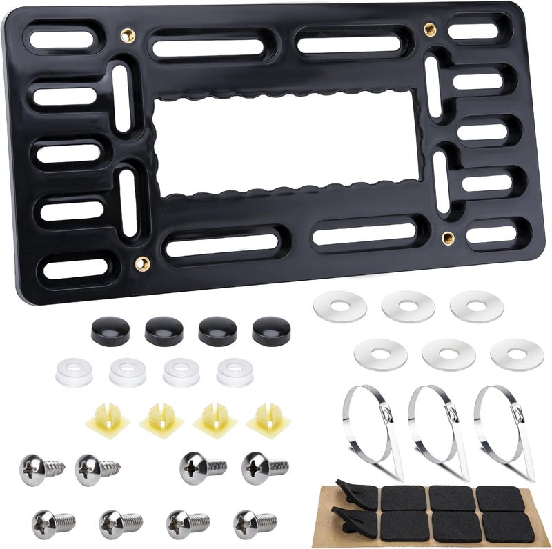 ecocstm License Plate Bracket Holder, License Plate Holder, Front License Plate Bracket, Universal Bumper Car Frame Mount Adapter with Stainless Steel Screw Cap, Cable Ties Care processed raw material - Image 1
