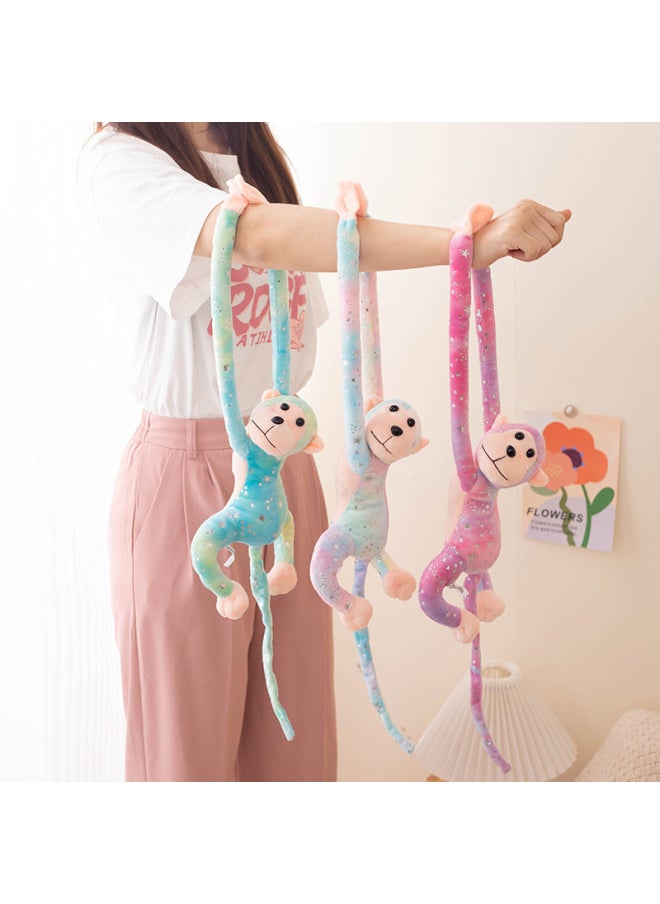 Bronzing Monkey Doll Colorful Long Arm Monkey Doll Doll Children's Plush Toy Sound Plush Toy-Specifications:70cm Sound-Color:Red And Blue