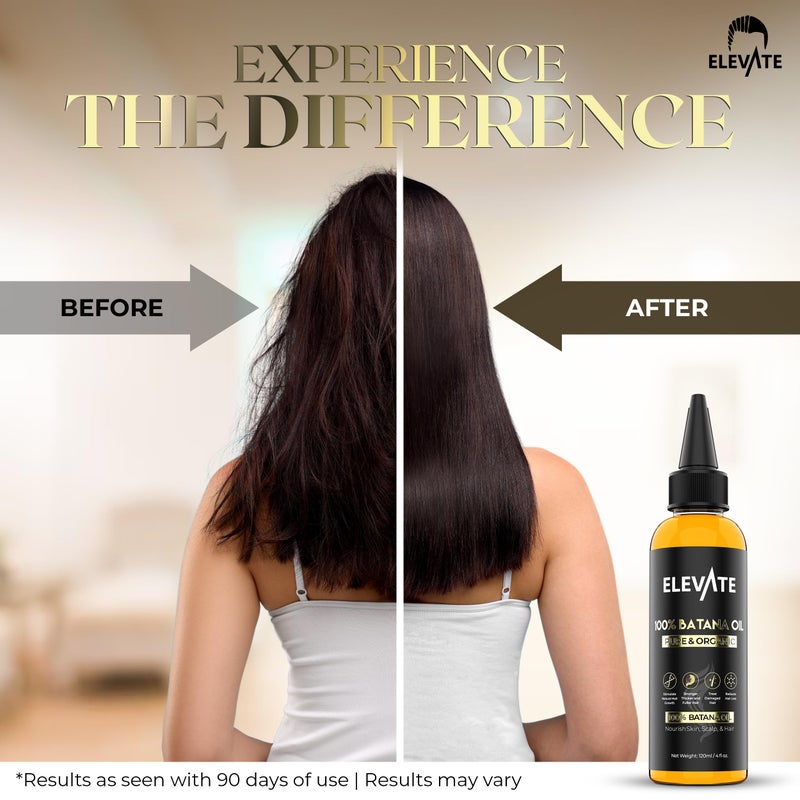Elevate Batana Oil for Hair Growth | 100% Pure & Natural Raw Organic Oil from Honduras | Cold Pressed & Chemical-Free Serum for Thickness & Scalp Care Skin | Thicker Stronger Hair | 1 Pack | 4 Fl Oz - Image 5