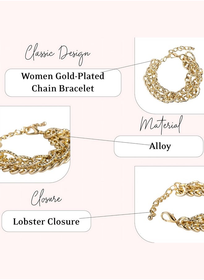 Just Peachy Just Peachy Women Gold-Plated Chain Bracelet, Elegant & Adjustable Design, Hypoallergenic, Tarnish-Resistant, Premium Quality Jewelry, Perfect for Daily Wear or Special Occasions  - Image 4