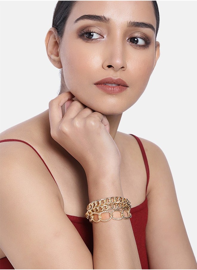 Just Peachy Just Peachy Women Gold-Plated Chain Bracelet, Elegant & Adjustable Design, Hypoallergenic, Tarnish-Resistant, Premium Quality Jewelry, Perfect for Daily Wear or Special Occasions  - Image 2