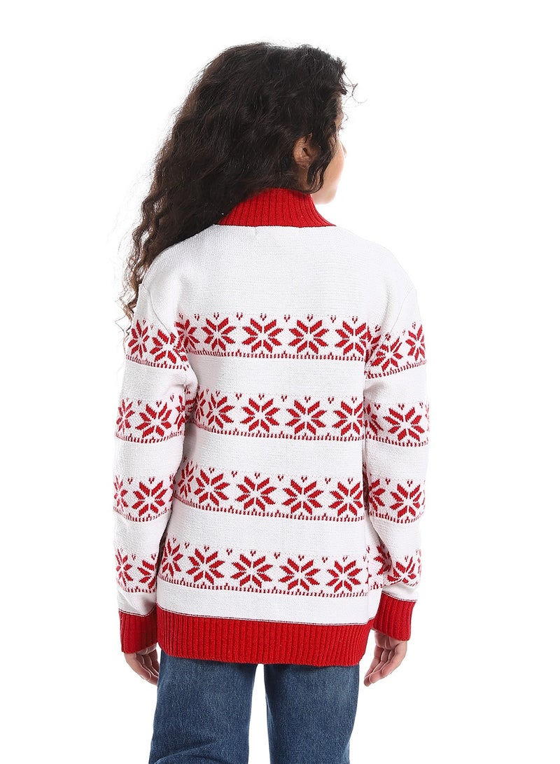 Caesar Girls Wool Pullover With Mutlicolour Design  - Image 4