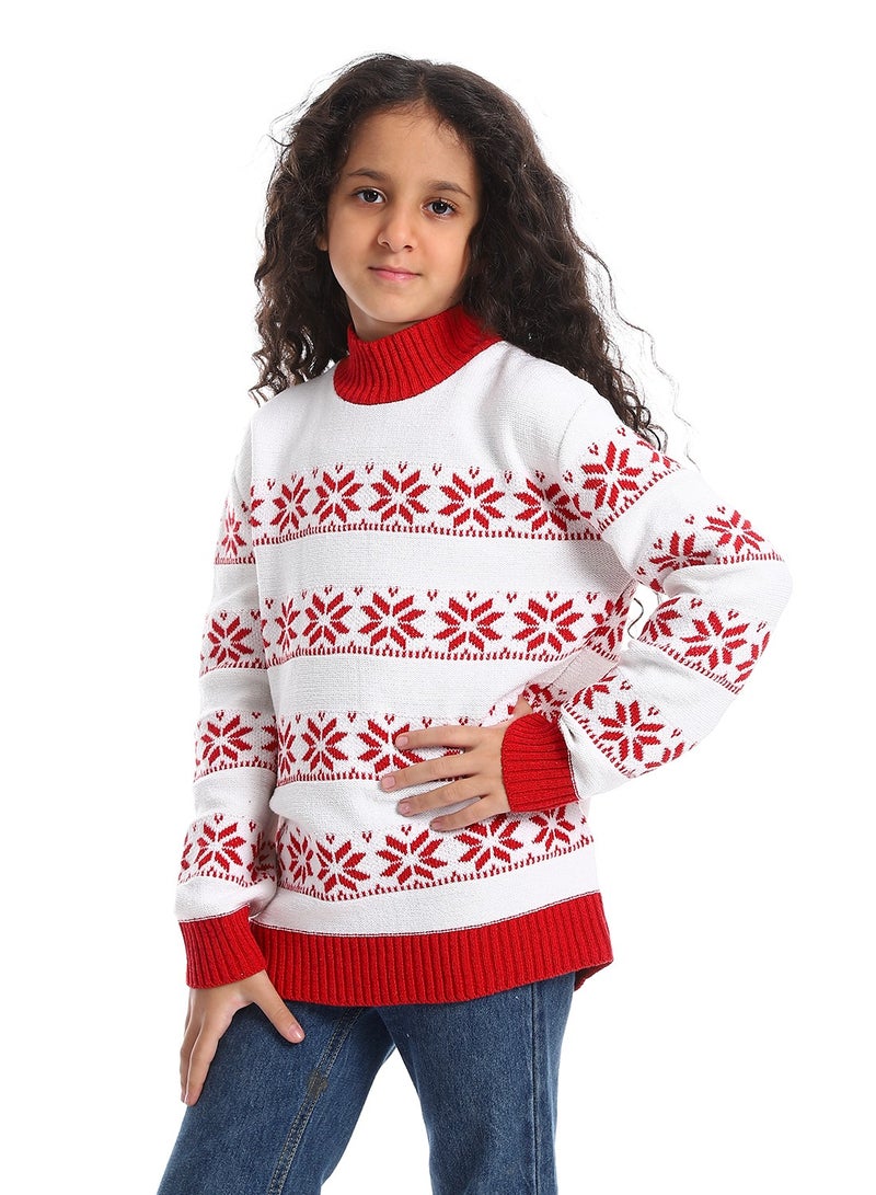 Caesar Girls Wool Pullover With Mutlicolour Design  - Image 2