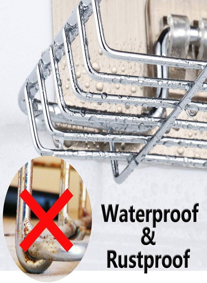 SEMITO Self Adhesive Double Layer Stainless Steel Soap Dish with Hook for Bathroom Kitchen Sink and Wash Basin Silver Pack of 1 - Image 3