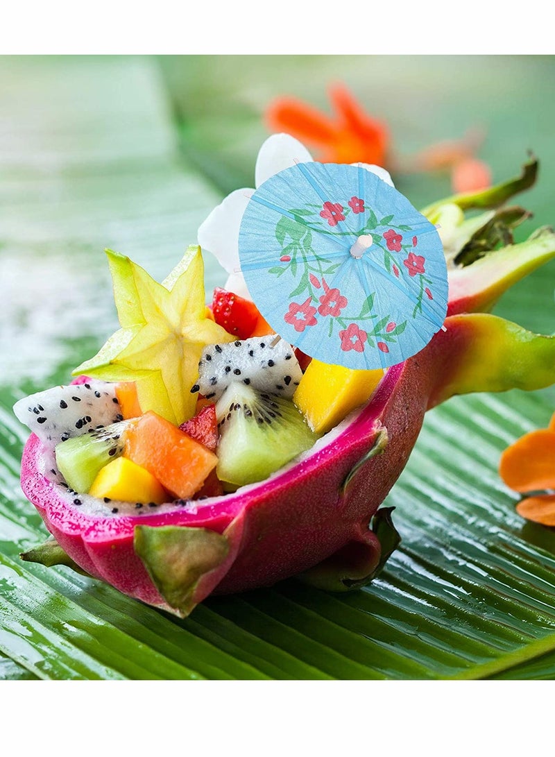 Excefore Drink Paper Umbrellas, Fruits Dessert Toothpicks Tropical Color Cupcake Topper for Tropical Summer Pool Wedding Beach Baby Birthday Party Decoration Supplies 50 Pcs - Image 3