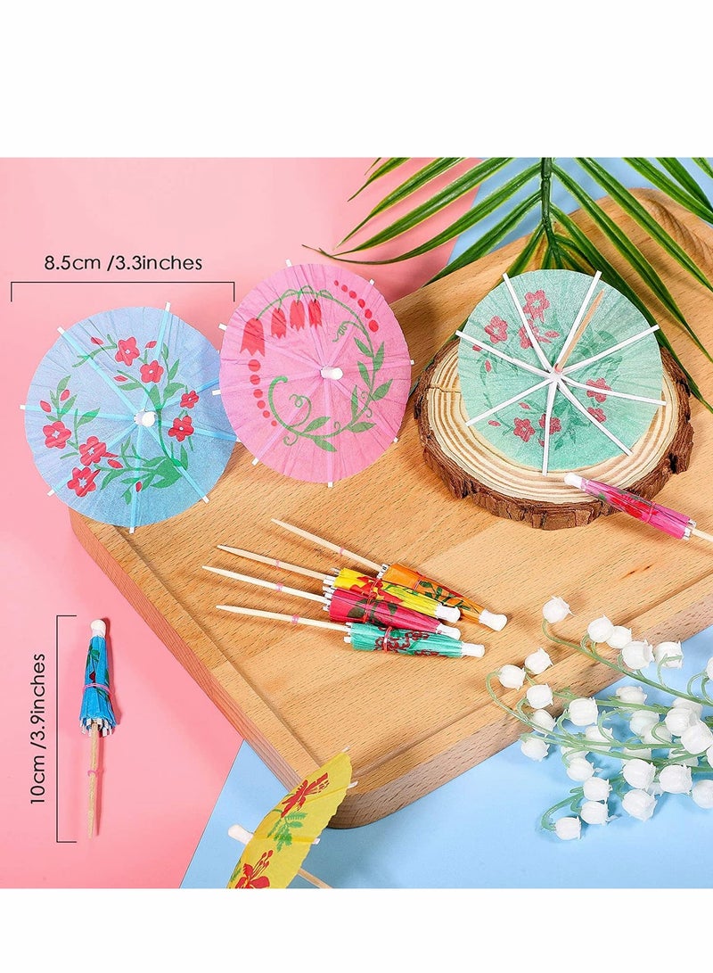 Excefore Drink Paper Umbrellas, Fruits Dessert Toothpicks Tropical Color Cupcake Topper for Tropical Summer Pool Wedding Beach Baby Birthday Party Decoration Supplies 50 Pcs - Image 4