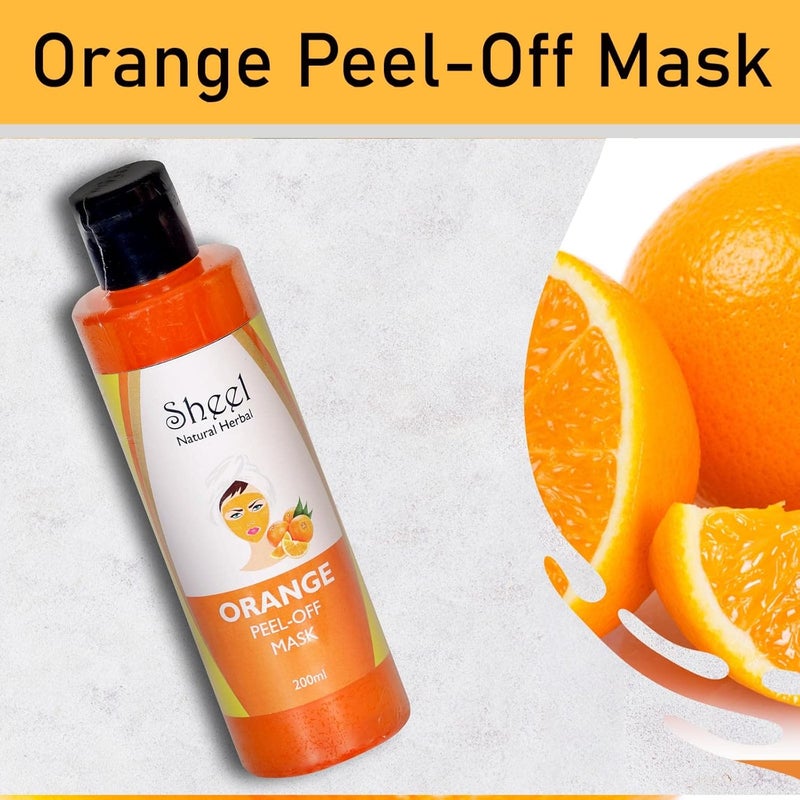 Sheel Orange Peel Off Mask  Tan Removal Orange Peeloff Mask PeelOff Mask for Face Healthy and Glowing Skin 200 ml Pack Of 2 - Image 2