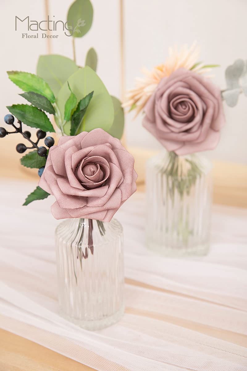 MACTING Artificial Rose Flowers  30pcs Real Touch Fake Flowers with Stems  Foam Roses for Wedding Party Bouquets Centerpieces Baby Shower Home Decorations (Dusty Purple Pink) - Image 5