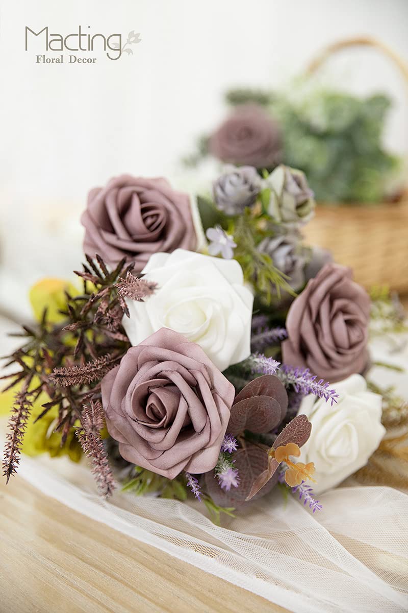 MACTING Artificial Rose Flowers  30pcs Real Touch Fake Flowers with Stems  Foam Roses for Wedding Party Bouquets Centerpieces Baby Shower Home Decorations (Dusty Purple Pink) - Image 3