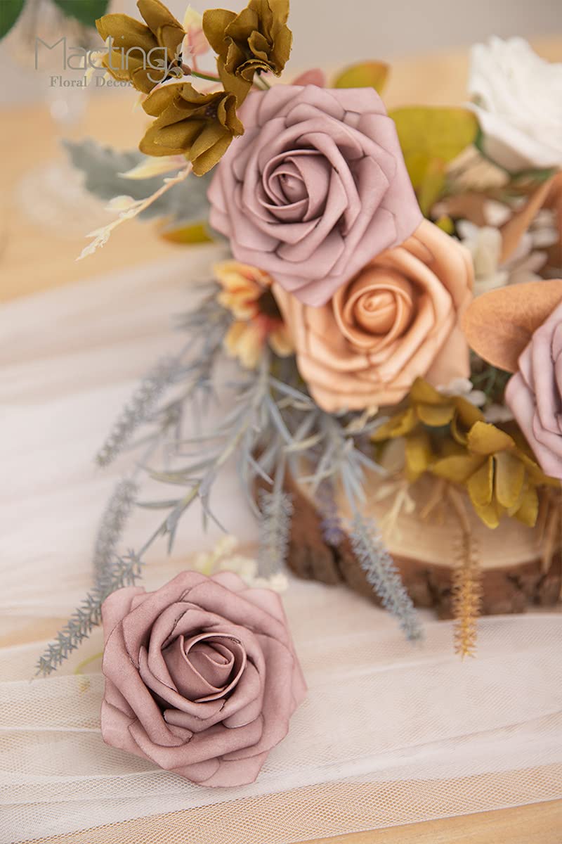 MACTING Artificial Rose Flowers  30pcs Real Touch Fake Flowers with Stems  Foam Roses for Wedding Party Bouquets Centerpieces Baby Shower Home Decorations (Dusty Purple Pink) - Image 4