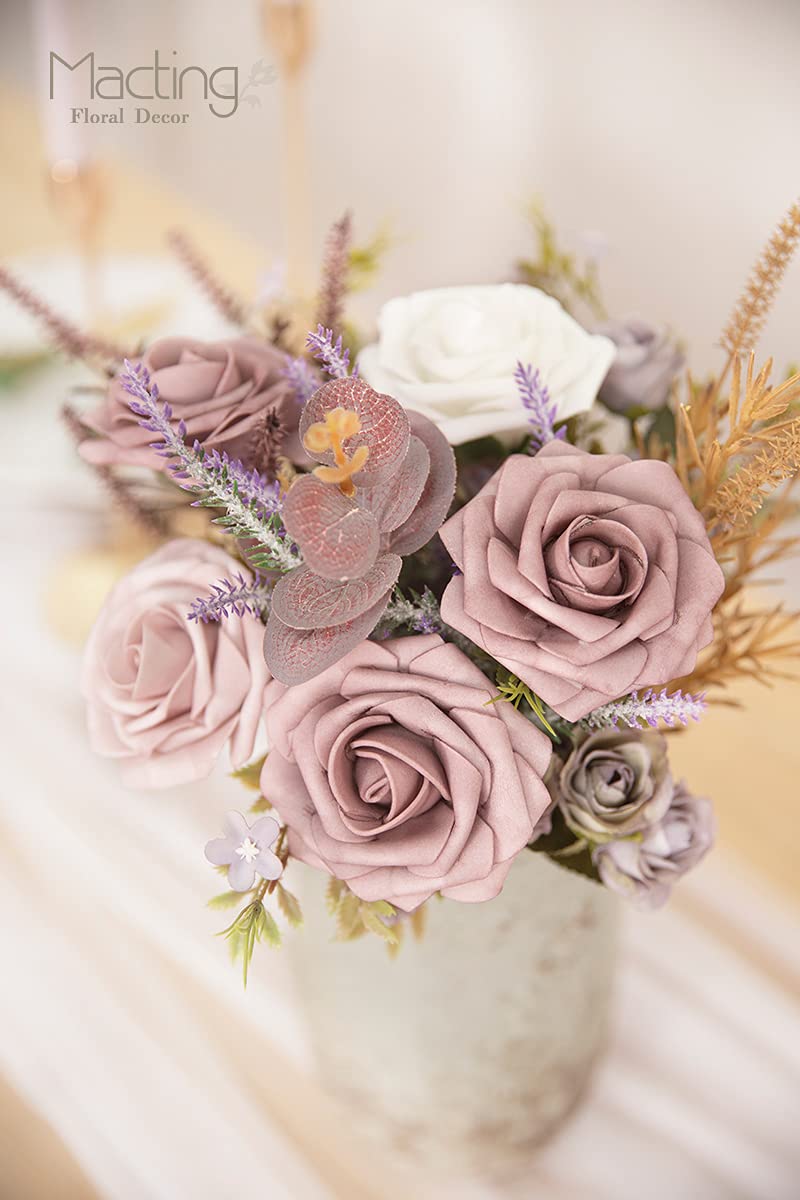MACTING Artificial Rose Flowers  30pcs Real Touch Fake Flowers with Stems  Foam Roses for Wedding Party Bouquets Centerpieces Baby Shower Home Decorations (Dusty Purple Pink) - Image 2