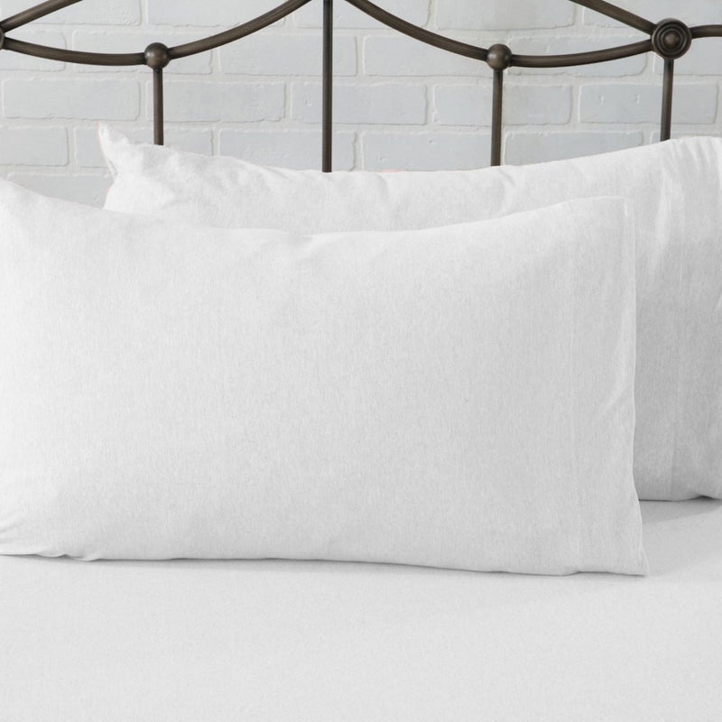 Great Bay Home Great Bay Home Cotton Jersey Knit King Sheet Set - Ultra-Soft  Stretchy  Heathered Melange White Bed Sheets - Cozy  Soft T-Shirt Sheet & Pillowcase Set  - Image 2