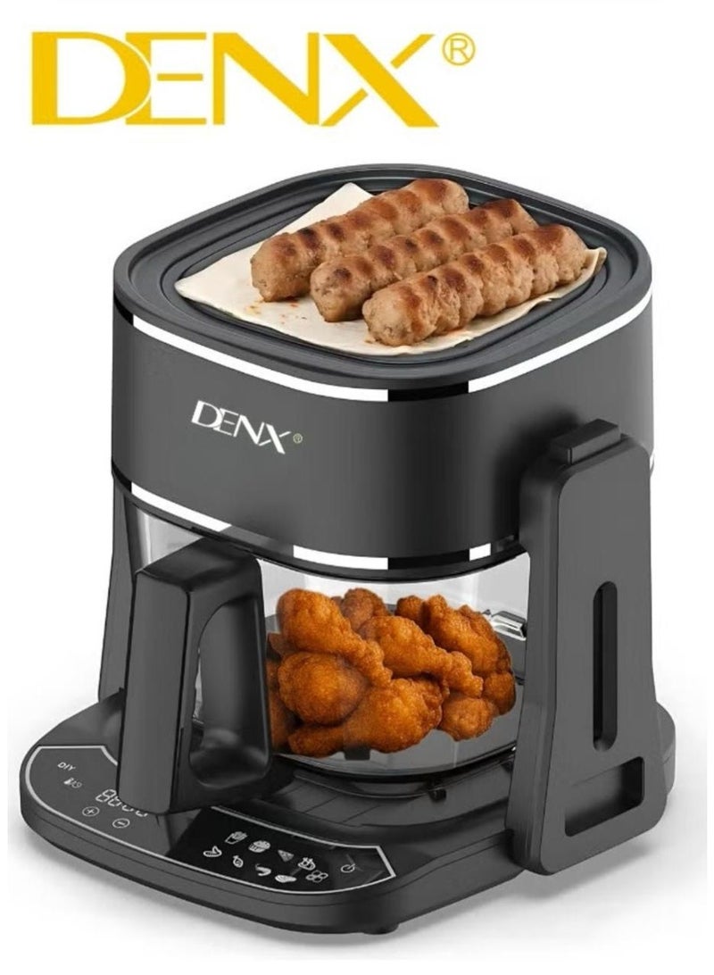 دينكس مقلاة هوائية وشواية 2 في 1 - طراز DX3411، سعة 4.5 لتر، قوة 1400 واط، طهي بدون زيت مع تحكم رقمي باللمس، فرن متعدد الوظائف للقلي والشواء والتحميص وإعادة التسخين والتجفيف والتخمير والخبز - مثالي للاستخدام المنزلي والعائلي - Image 2