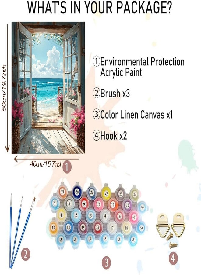 MBNTJHT Unframed Adults' Paint-by-Number Kits on Canvas,Landscape Beach Digital Oil Painting Kit for Adults Beginner,Easy Scenery Acrylic Paint by Numbers Kit for Holiday Gifts 16X20 Inch. - Image 2
