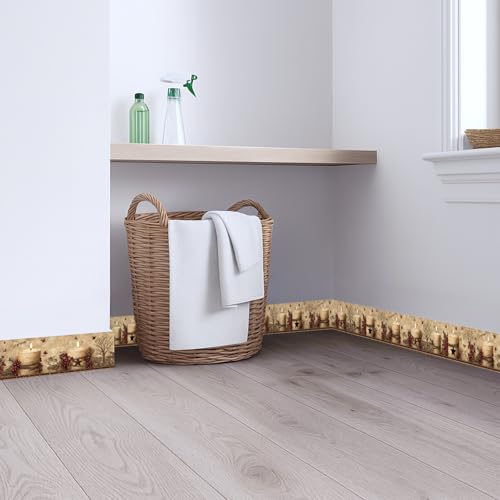IOHEFY Rustic Farmhouse Wallpaper Border Peel and Stick 196x4 Inch Removable Wall Border Vintage Candle Floral Wall Trim for Kitchen Bathroom Living Room Country Home Decor - Image 4