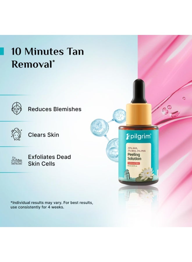 PILGRIM 25% Aha + 2% Bha + 5% Pha Peeling Solution 30Ml For Face & Body |10-Minute Facial At Home|Gentle Exfoliating Serum For Tan Removal |For Glowing Skin Even Skin Tone, Pore Cleansing| Unisex - Image 4