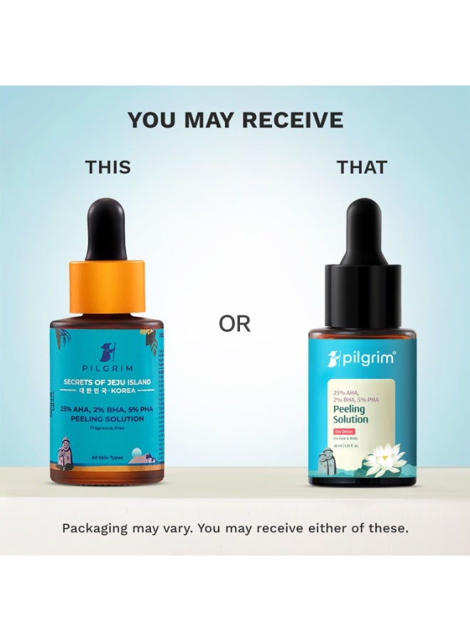Pilgrim 25% AHA + 2% BHA + 5% PHA Peeling Solution 30ml For Face & Body |10-Minute Facial At Home|Gentle Exfoliating Serum for Tan Removal |For Glowing Skin Even Skin Tone, Pore Cleansing| Unisex - Image 2