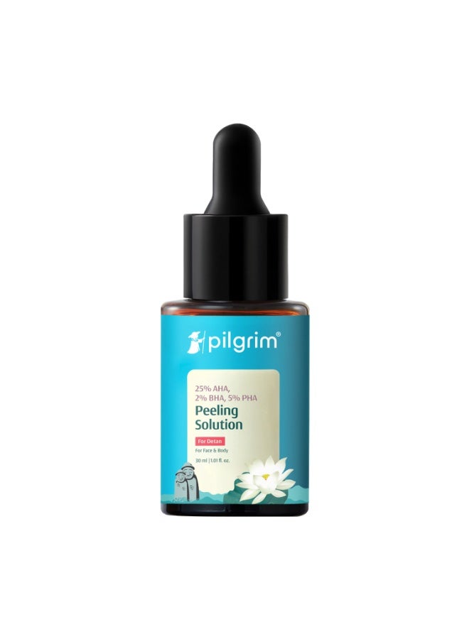 Pilgrim 25% AHA + 2% BHA + 5% PHA Peeling Solution 30ml For Face & Body |10-Minute Facial At Home|Gentle Exfoliating Serum for Tan Removal |For Glowing Skin Even Skin Tone, Pore Cleansing| Unisex - Image 1