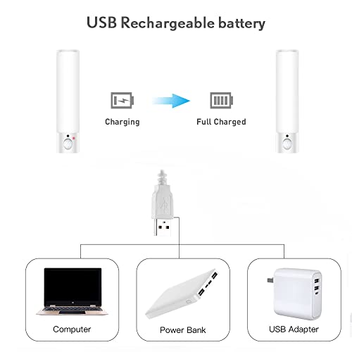 Hoteon Motion Sensor Light, USB Rechargeable Cabinet Night Light, ON/AUTO/Off Mode, Magnet Light for Wardrobe, Cupboard, Bedroom, Stairs, Kitchen, Hallway, White(1pcs) - Image 4