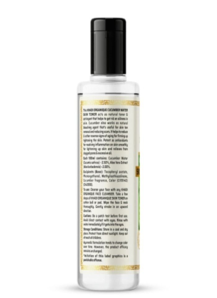 Khadi ORGANIQUE KHADI ORGANIQUE Cucumber Water Skin Toner 210ml  - Image 3