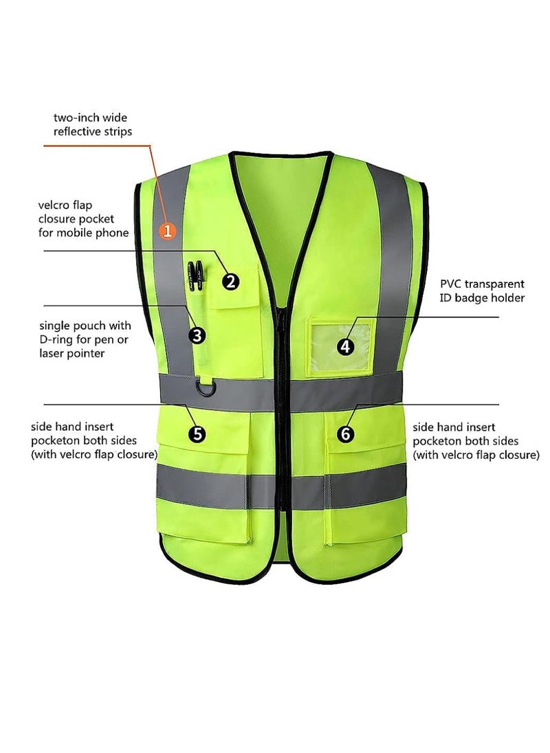 Yuwell - Reflective Safety Vest For Women And Men High Visibility Safety Jacket With Pockets And Zip For Easy To Wear Large - Image 1