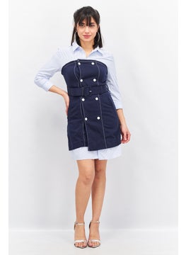 VERO MODA Women Stripe Mini Party Dress, Navy Combo  - Image 3
