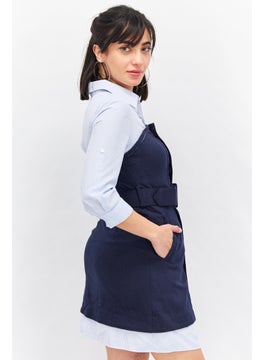 VERO MODA Women Stripe Mini Party Dress, Navy Combo  - Image 4