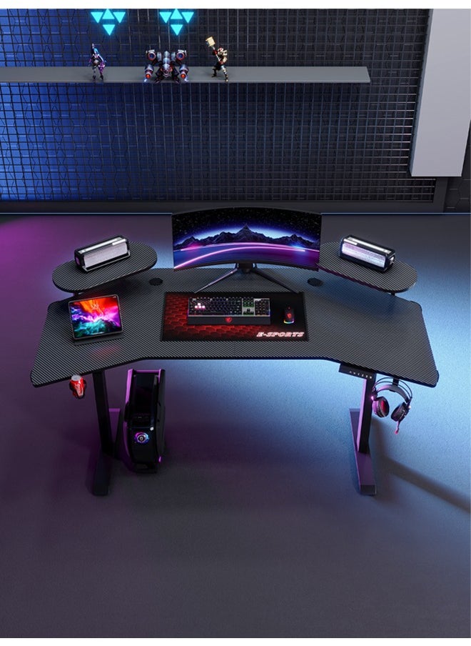 إن كي أكس - مكتب ألعاب متعدد الوظائف بارتفاع قابل للتعديل مع أضواء LED RGB، جهاز تحكم عن بعد لاسلكي، حامل مقبض، حامل أكواب، مقبس USB وخطاف سماعة رأس 160 سم - Image 1