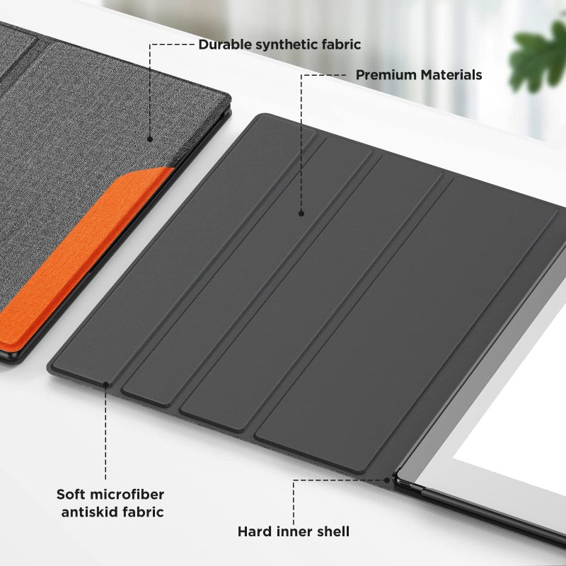 Ayotu Book Folio Case for Remarkable 2 Paper Tablet 10.3" 2020 Released, Premuin Fabric Smart Cover with 360 Degree Rotatable Stand and Stylus Pocket, Only for Remarkable 2, Gray & Orange - Image 5