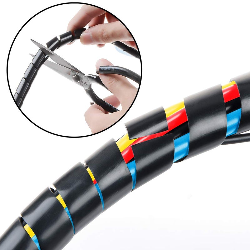 XHF 20Ft XHF 1/2" Spiral Cable Wrap 12mm(Wrapping Range:9mm-65mm) Cord for Computer Electrical Wire Organizer Sleeve Hose RoHS Black - Image 4