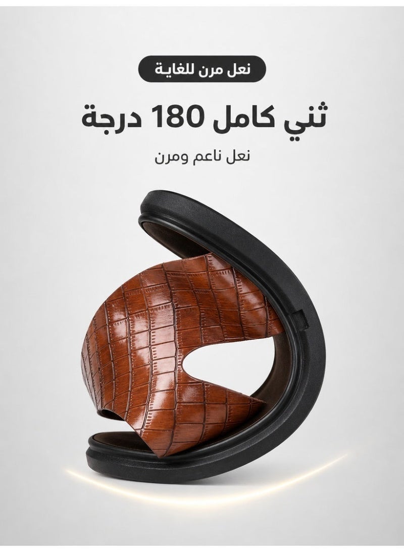صنادل رجالية مقولبة قطعة واحدة سميكة وقابلة للتنفس - شبشب غير قابل للانزلاق ومقاوم للتآكل بنمط التمساح مريح للاستخدام اليومي والمنزل والشاطئ - Image 2