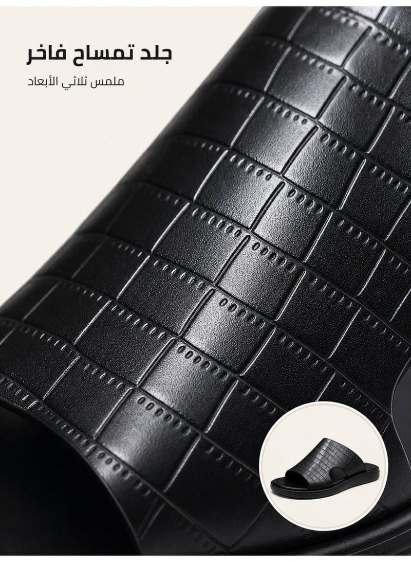 صنادل رجالية مقولبة قطعة واحدة سميكة وقابلة للتنفس - شبشب غير قابل للانزلاق ومقاوم للتآكل بنمط التمساح مريح للاستخدام اليومي والمنزل والشاطئ - Image 3